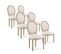 Lot De 6 Chaises Médaillon Capitonnées Louis Xvi Tissu Beige