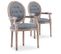 Lot De 2 Fauteuils Médaillon Capitonnés Louis Xvi Tissu Gris