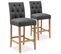 Lot De 2 Chaises De Bar En Bois Gaya Tissu Gris - H65cm