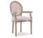 Fauteuil Médaillon Louis Xvi Cannage Rotin Tissu Beige