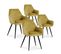 Lot De 4 Chaises Victoria En Velours Jaune Moutarde Pieds Noir