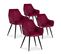 Lot De 4 Chaises Victoria En Velours Rouge Pieds Noir