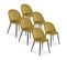 Lot De 6 Chaises Cecilia Velours Jaune Pieds Noirs