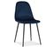 Lot De 4 Chaises Bali Velours Bleu Pieds Noir