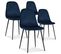 Lot De 4 Chaises Bali Velours Bleu Pieds Noir