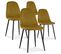 Lot De 4 Chaises Bali Velours Jaune Pieds Noir