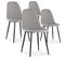 Lot De 4 Chaises Bali Tissu Gris Pieds Noir