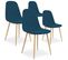 Lot De 4 Chaises Scandinaves Bali Tissu Bleu Canard