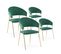 Lot De 4 Chaises Margaux Velours Vert Pieds Or