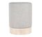 Pouf Tissu Gris Clair Et Base Aspect Bois - Tobias