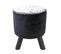 Tabouret Noir Rond Avec Sequins Bleus Et Argentés - Flake