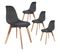 Stygn - Lot De 4 Chaises Avec Maille Noire Fils Argentés - Stygn