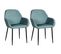 Lot De 2 Fauteuils Velours Côtelé Bleu Canard - Alessia