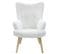 Fauteuil Blanc Imitation Fourrure Pieds Bois - Cocoon