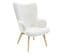 Fauteuil Blanc Imitation Fourrure Pieds Bois - Cocoon