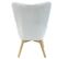 Fauteuil Blanc Imitation Fourrure Pieds Bois - Cocoon