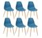 Lot De 6 Chaises Bleues Et Pieds Aspect Bois - Laly