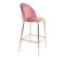 Lot De 2 Chaises Hautes Velours Rose Et Pieds Métal Doré - Meyrin