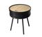 Table D'appoint Noire Avec Coffre Plateau Effet Bois - Tya