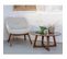 Fauteuil Noyer Massif Naturel Et Tissu Sable - Harrow