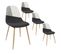 Lot De 4 Chaises Noires Blanches Et Motif Strié - Filla