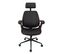 Fauteuil De Bureau Simili Cuir Noir Et Effet Noyer - Ralph