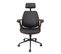 Fauteuil De Bureau Simili Cuir Noir Et Effet Noyer - Ralph