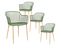 Lot De 4 Fauteuils Verts Pieds Effet Bois Verni - Tressie