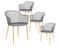 Lot De 4 Fauteuils Gris Pieds Effet Bois Verni - Tressie