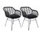 Lot De 2 Fauteuils Rotin Synthétique Noir Et Pieds Acier - Pila