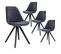 Lot De 4 Chaises Tissu Gris Foncé Et Piétement Hévéa Noir - Nibben