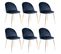 Lot De 6 Chaises Velours Bleu Et Pieds Métal Doré - Meyrin