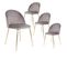 Lot De 4 Chaises Velours Gris Et Pieds Métal Doré - Meyrin