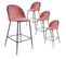 Lot De 4 Chaises Hautes Velours Rose Et Pieds Métal Noir - Meyrin