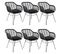 Lot De 6 Fauteuils Rotin Synthétique Noir Et Pieds Acier - Pila