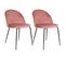 Lot De 2 Chaises Velours Rose Et Pieds Métal Noir - Meyrin