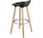 Lot De 2 Tabourets De Bar Noir Et Pieds Aspect Bois - Bibenne