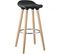 Lot De 2 Tabourets De Bar Noir Et Pieds Aspect Bois - Bibenne