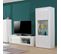 Meuble Tv Laqué Blanc Porte Coulissante Et Leds - Dayton White