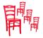 Lot De 4 Chaises Laquées Rouge Et Assises En Bois - Suzy