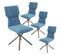 Lot De 4 Chaises Tissu Chiné Bleu Piètement Etoile - Past