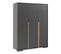 Lit 90x200cm + Chevet + Armoire 3 Portes - Nash Dark