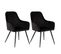 Lot De 2 Fauteuils Velours Noir Et Piétement Acier Noir - Viby