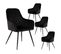 Lot De 4 Fauteuils Velours Noir Et Piétement Acier Noir - Viby