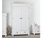 Armoire 2 Portes 2 Tiroirs Bois Massif Vernis Blanc - Tristan