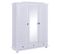 Armoire 3 Portes Avec Penderie Bois Massif Vernis Blanc - Neder