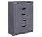 Commode Haute 6 Tiroirs Coloris Anthracite - Jenny