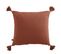 Coussin Déhoussable 40x40cm Avec Pompons Gaze De Coton Terracotta - Ourea