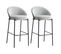 Lot De 2 Tabourets Hauts Tissu Gris Chiné Dos Bois Imitation Noyer Pieds Métal - Marcel