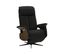 Fauteuil Relax Electrique Cuir Noir Accoudoir Bois Imitation Noyer - Enzo